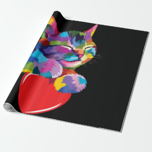 Niedliches Cat Geschenk für Kitten Liebhaber Farbe Geschenkpapier