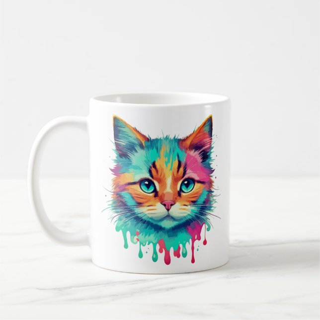 Niedliches Cat-Gesicht - mehrfarbiges Design-89059 Kaffeetasse (Links)