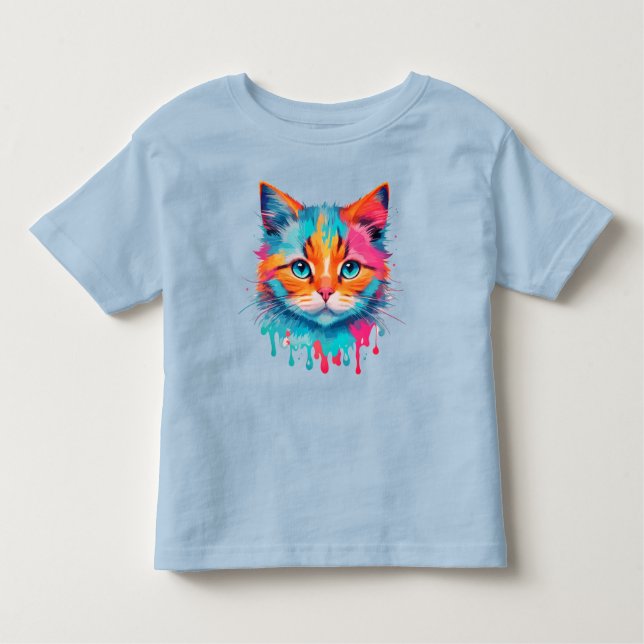 Niedliches Cat-Gesicht - mehrfarbiges Design Kleinkind T-shirt (Vorderseite)