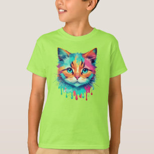 Niedliches Cat-Gesicht - mehrfarbiges Design T-Shirt