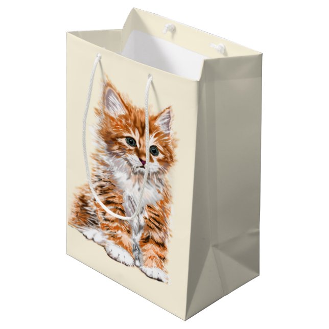 Niedliches Cat Gift Bag Mittlere Geschenktüte (Vorderseite Schrägansicht)