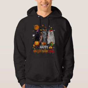 Niedliches Cat Halloween Frohe Weihnachtsfeier Hal Hoodie