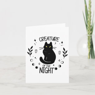 Niedliches Cat Halloween Night Fall Wiccan Women Karte