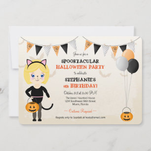Niedliches Cat-Halloween-Party Einladung