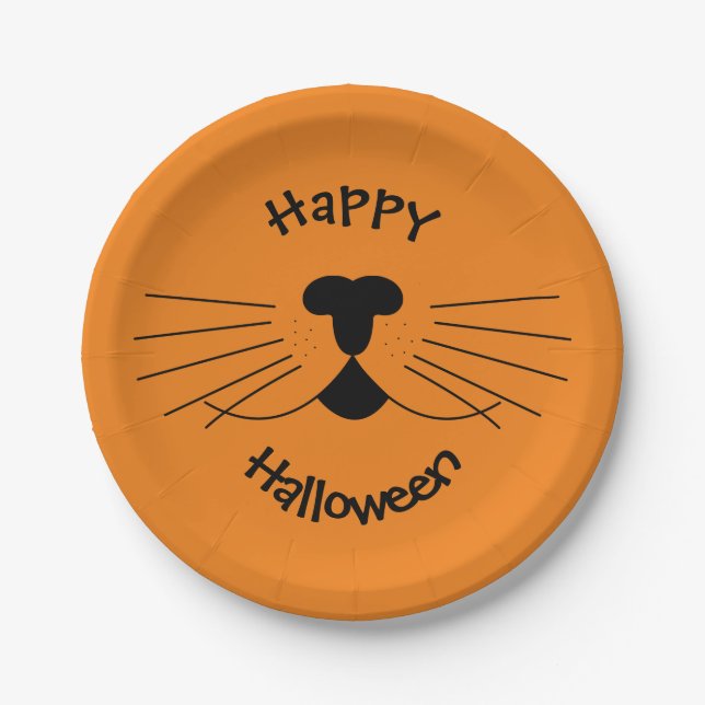 Niedliches Cat Happy Halloween Party Pappteller (Vorderseite)
