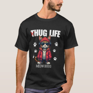 Niedliches Cat Hug Life Meow Boss Thug Gangster Hi T-Shirt