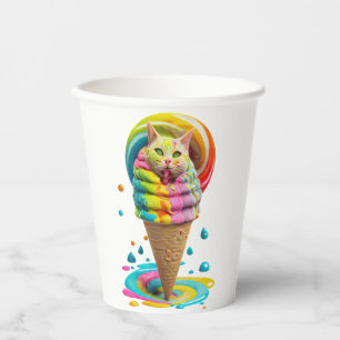 Niedliches Cat Ice Creme Cone farbig Pappbecher