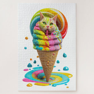 Niedliches Cat Ice Creme Cone farbig Puzzle