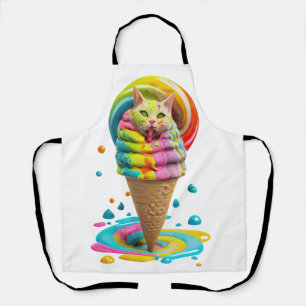 Niedliches Cat Ice Creme Cone farbig Schürze