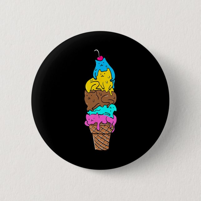 Niedliches Cat Ice Creme - Kitty Cat Dessert Shirt Button (Vorderseite)