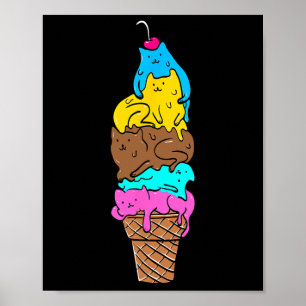 Niedliches Cat Ice Creme - Kitty Cat Dessert Shirt Poster