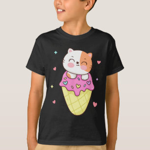 Niedliches Cat Ice Creme Shirt Anime Kawaii Kinder