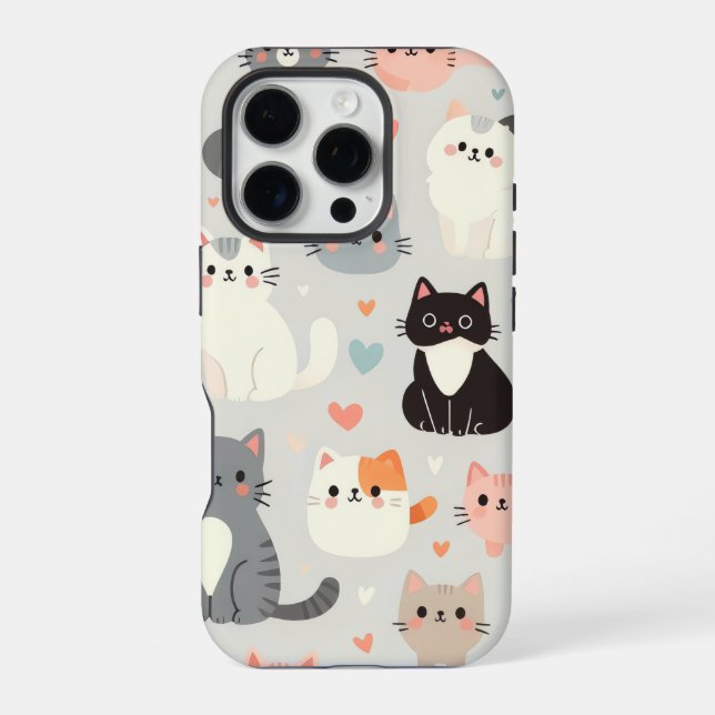 Niedliches Cat iPhone 16 Pro Fall Hülle (Rückseite)