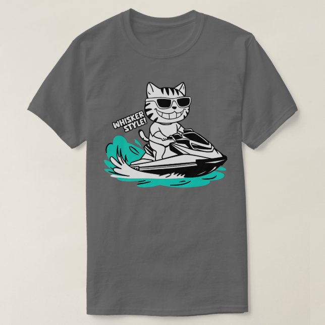 Niedliches Cat Jet Skiing Sommergenuss T-Shirt (Design vorne)