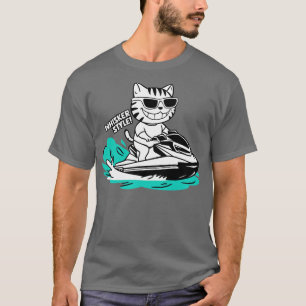Niedliches Cat Jet Skiing Sommergenuss T-Shirt