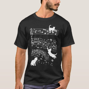 Niedliches Cat Kitty Playing Music Clef Piano Musi T-Shirt