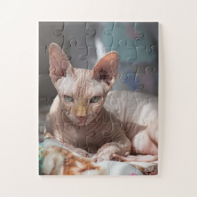 Niedliches Cat Lounges ohne Pelz Puzzle (Vertikal)