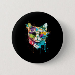 Niedliches Cat Motif Pop Kunst, Dichtung und Musik Button