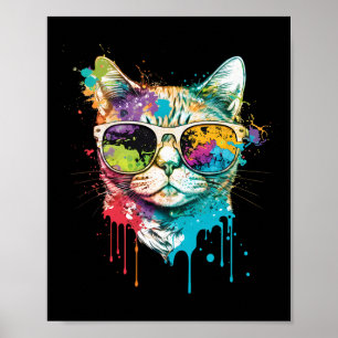 Niedliches Cat Motif Pop Kunst, Dichtung und Musik Poster