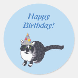 Niedliches Cat Party Happy Birthday Stickers