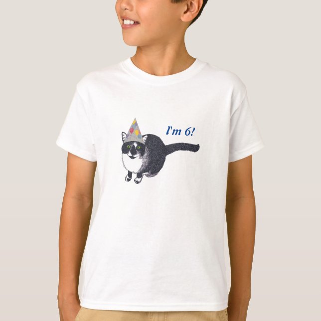 Niedliches Cat Party Hat Birthday Age Tshirts (Vorderseite)
