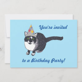 Niedliches Cat Party Hat Geburtstagsparty Einladun Einladung