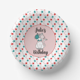 Niedliches Cat Patriotic Birthday Sprinkles Party Pappteller
