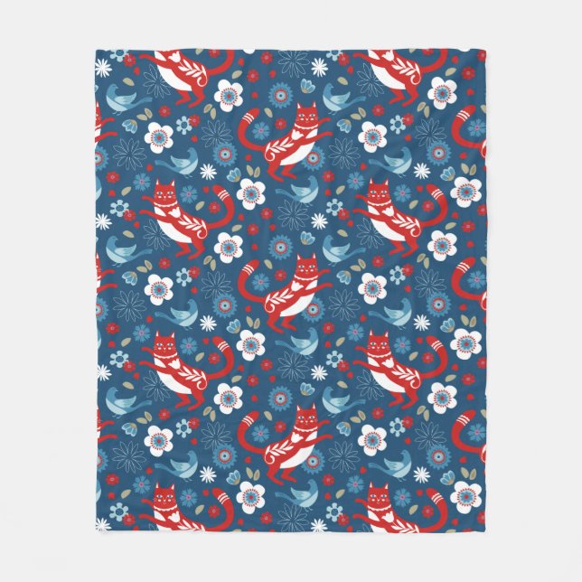 Niedliches Cat Pattern Fleece Blanket (Vorderseite)