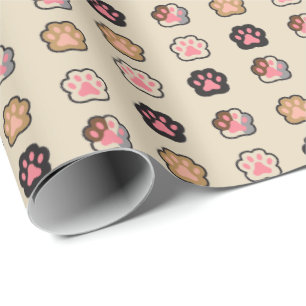 Niedliches Cat Paws-Muster Geschenkpapier