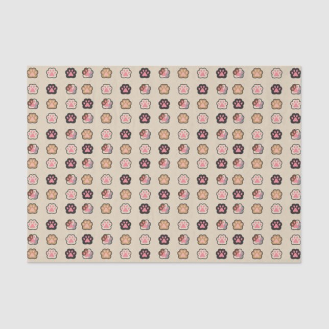 Niedliches Cat Paws-Muster Seidenpapier (Vorderseite)