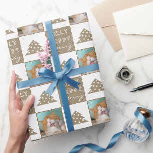 Niedliches Cat Pet Typografy Foto Geschenkpapier