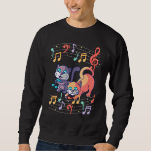 Niedliches Cat Playing Musiknote Clef Musica Sweatshirt