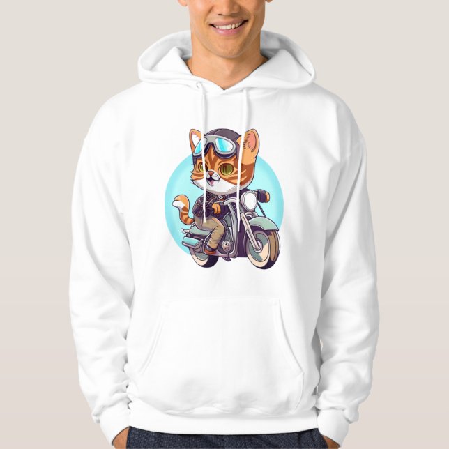 NIEDLICHES CAT-Reiten auf einem klassischen Motorr Hoodie (Vorderseite)