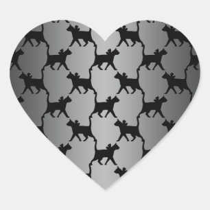 Niedliches Cat Silhouette Muster Herz-Aufkleber