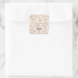 Niedliches Cat simple pet kitta Pattern Party Quadratischer Aufkleber