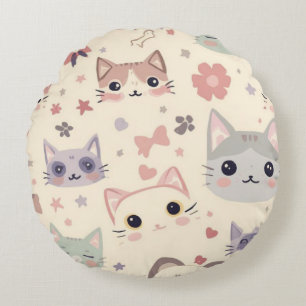 Niedliches Cat simple pet kitta Pattern Party Rundes Kissen