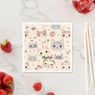 Niedliches Cat simple pet kitta Pattern Party Serviette