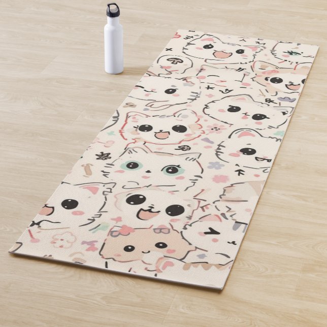 Niedliches Cat simple pet kitta Pattern Party Yogamatte (Beispiel)
