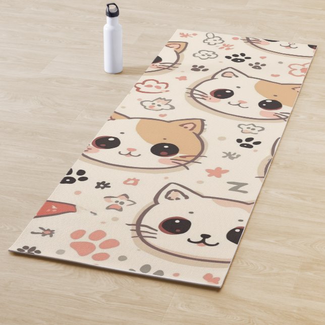 Niedliches Cat simple pet kitta Pattern Party Yogamatte (Beispiel)