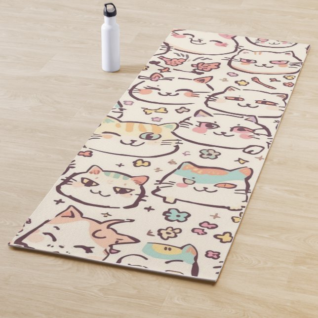 Niedliches Cat simple pet kitta Pattern Party Yogamatte (Beispiel)