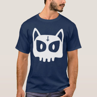 Niedliches Cat Skull Punk Rock Skeleton Gothic Hal T-Shirt