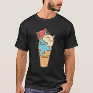 Niedliches Cat T Shirt Cat s and Ice Creme Shirt M