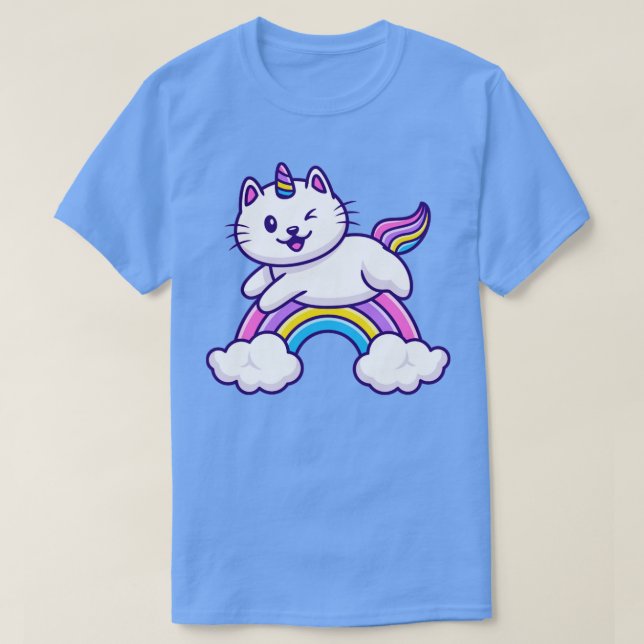 Niedliches Cat Unicorn Fliegen T-Shirt (Design vorne)