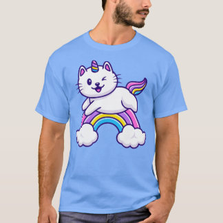 Niedliches Cat Unicorn Fliegen T-Shirt