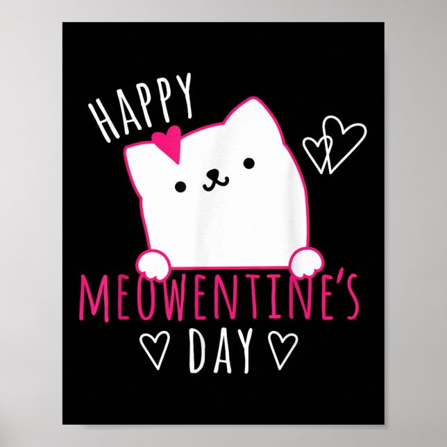 Niedliches Cat Valentinstag Shirt für Mädchen und  Poster (Vorne)