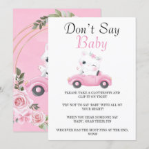 Niedliches Cat Vintag Pink Car Say keine Babykarte