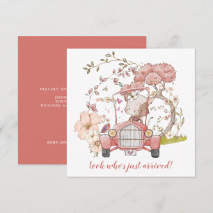 Niedliches Cat Vintage Car Girl Ankündigung zur Ge