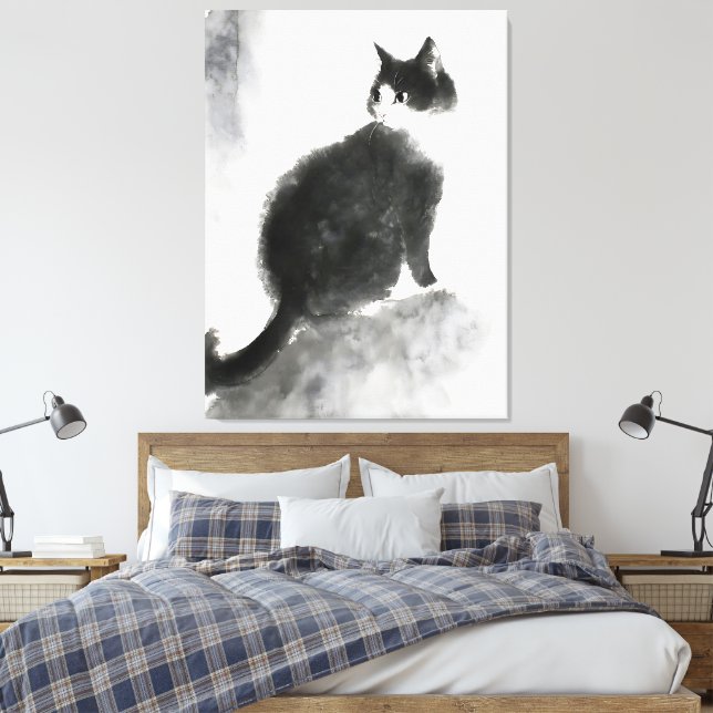 Niedliches Cat Wall Art Leinwand Art Deco (Insitu (Schlafzimmer))