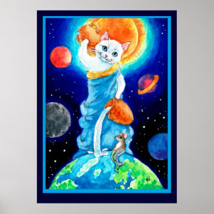 Niedliches Cat Water Goddess Earth Day Poster