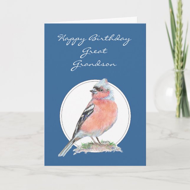 Niedliches Chaffinch, Geburtstag großer Enkel Karte (Vorderseite)